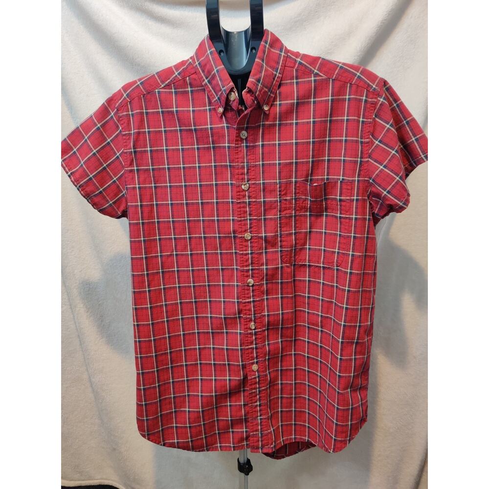 Vintage Wrangler Rugged Wear Shirt Men's Size 15-15.5 (M) Cap Sleeves Plaid